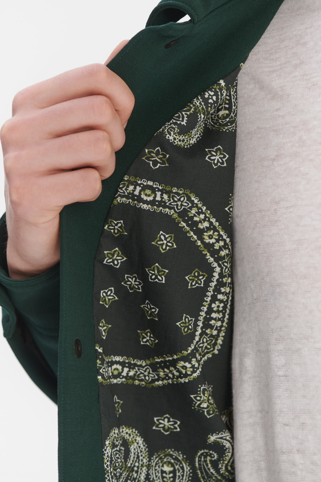 Snap Button Jacket in the Finest Green Easy Stretch Italian Virgin Wool