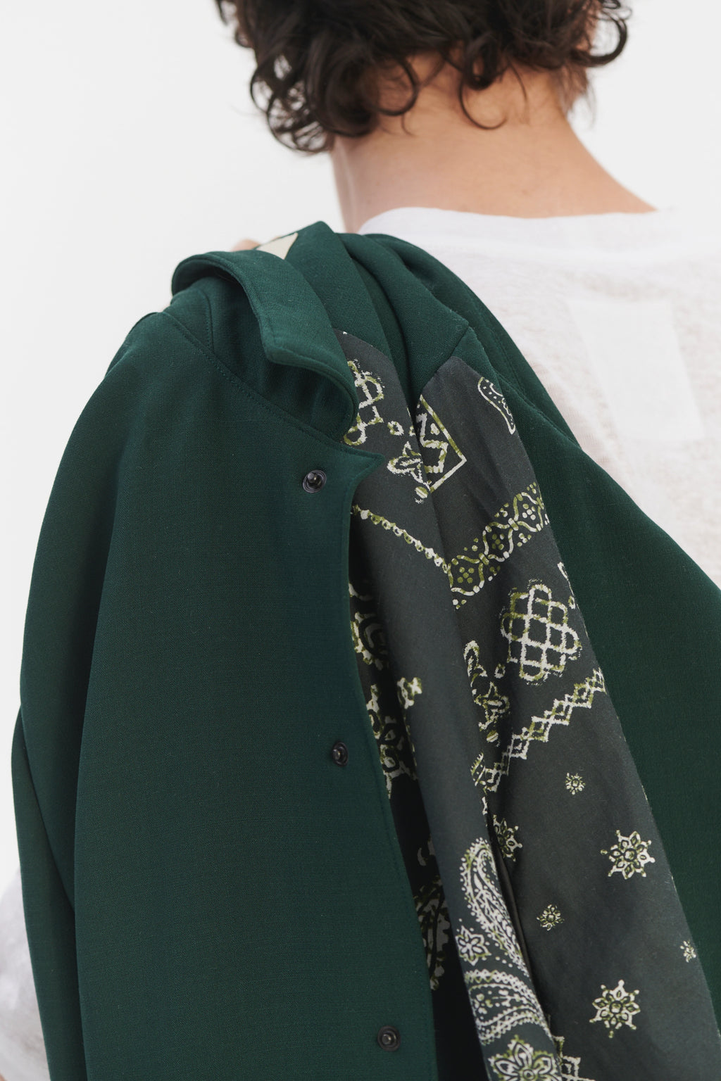 Snap Button Jacket in the Finest Green Easy Stretch Italian Virgin Wool