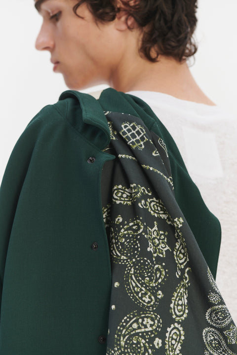 Snap Button Jacket in the Finest Green Easy Stretch Italian Virgin Wool