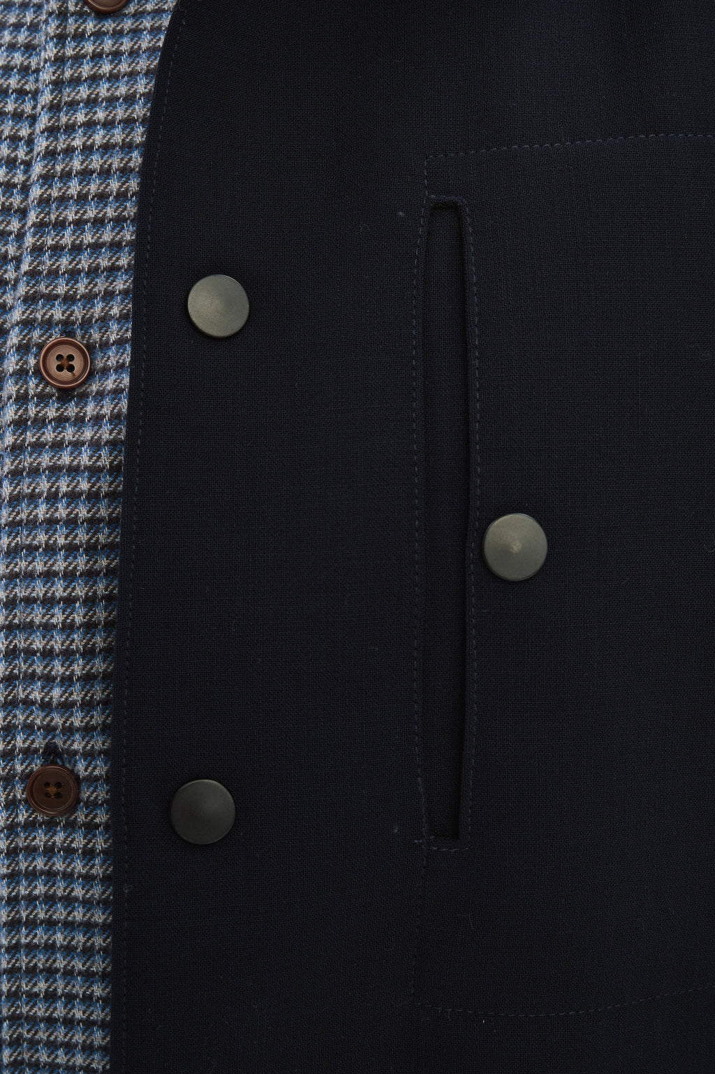 Snap Button Jacket in the Finest Navy Blue Easy Stretch Italian Virgin Wool