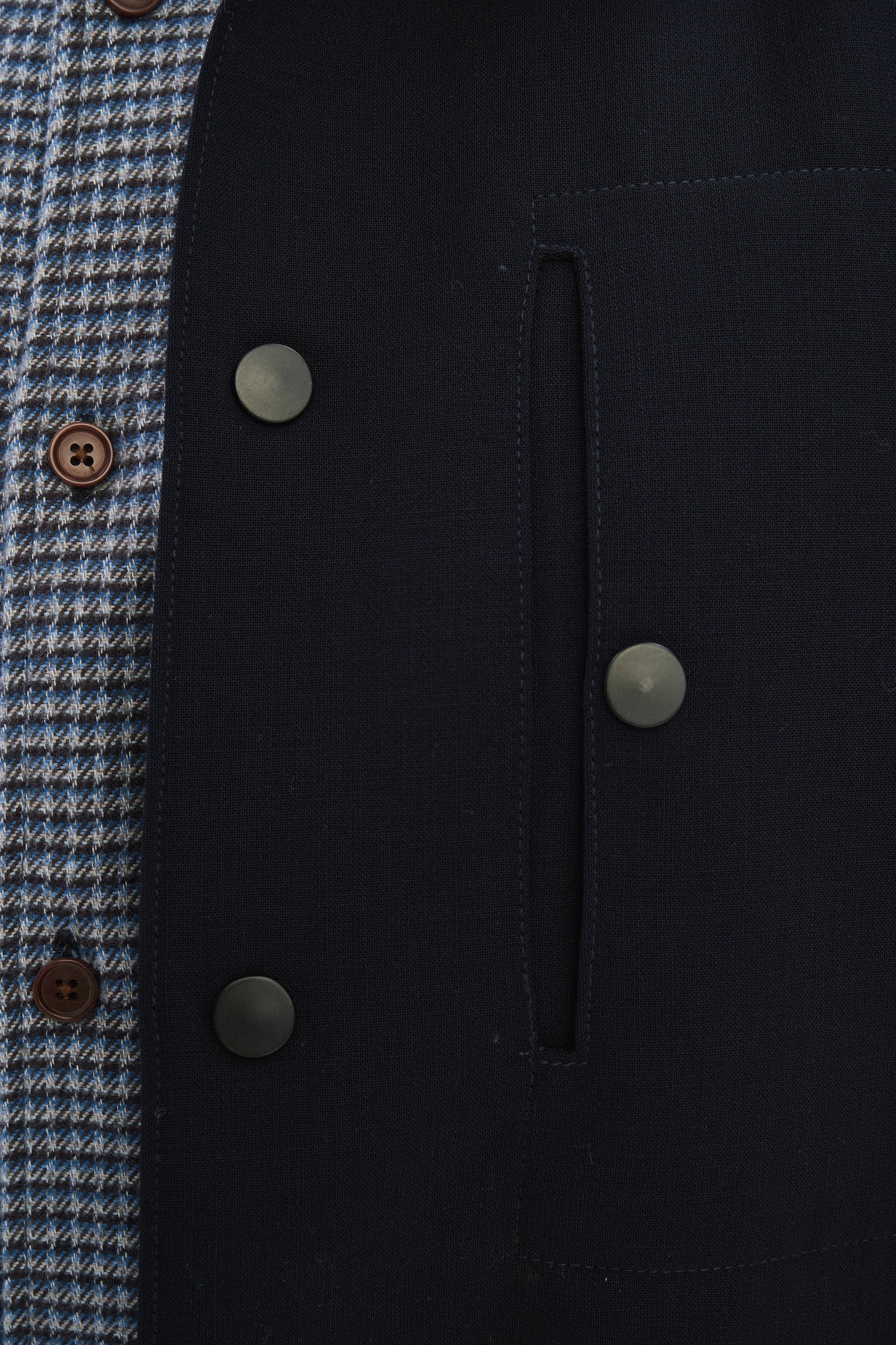 Snap Button Jacket in the Finest Navy Blue Easy Stretch Italian Virgin Wool