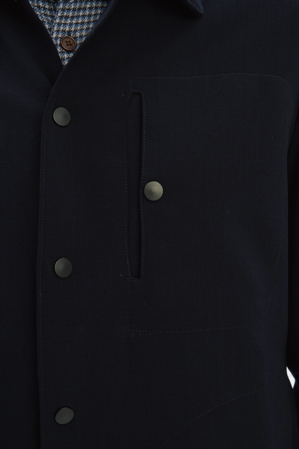 Snap Button Jacket in the Finest Navy Blue Easy Stretch Italian Virgin Wool