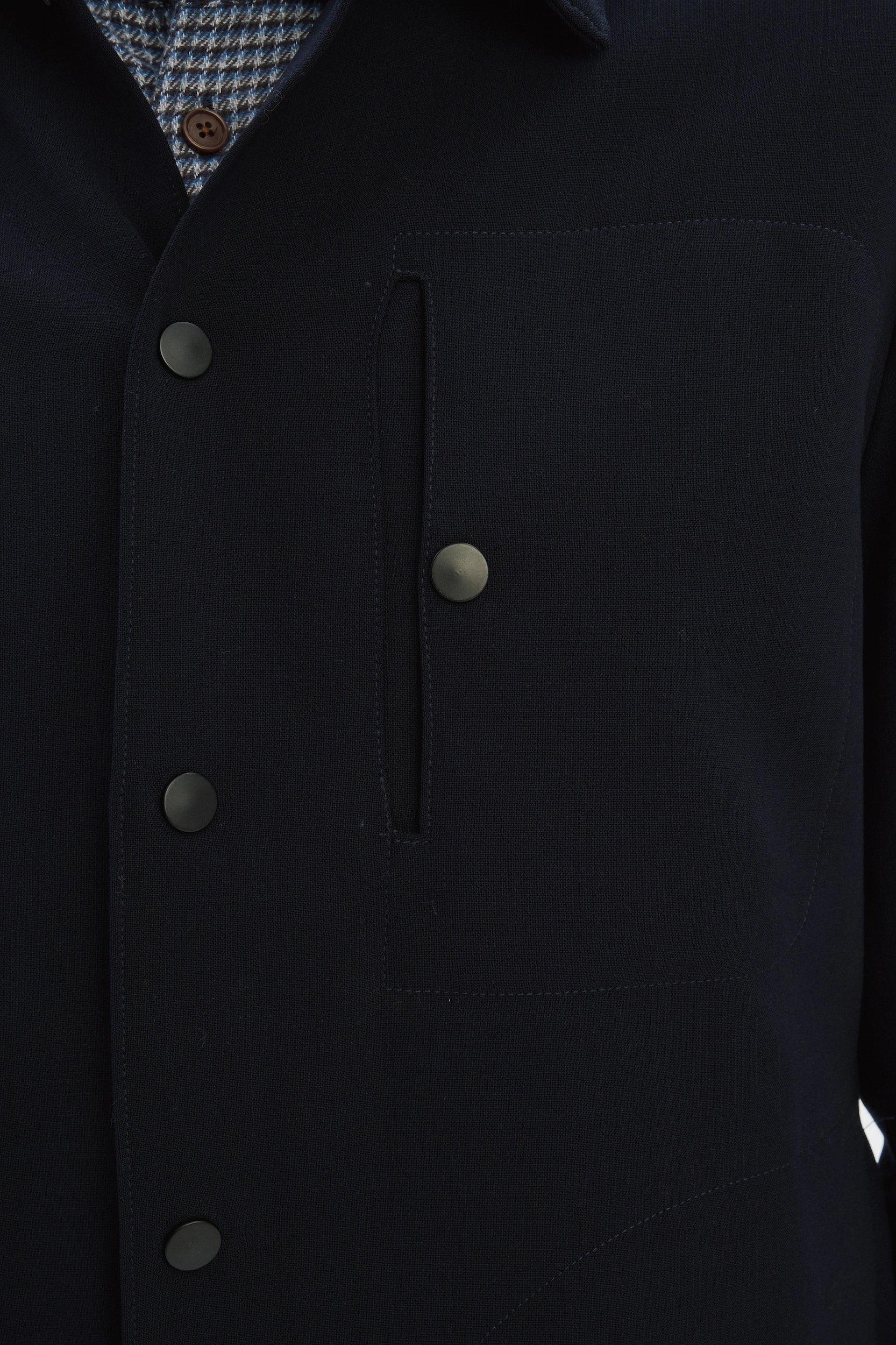Snap Button Jacket in the Finest Navy Blue Easy Stretch Italian Virgin Wool