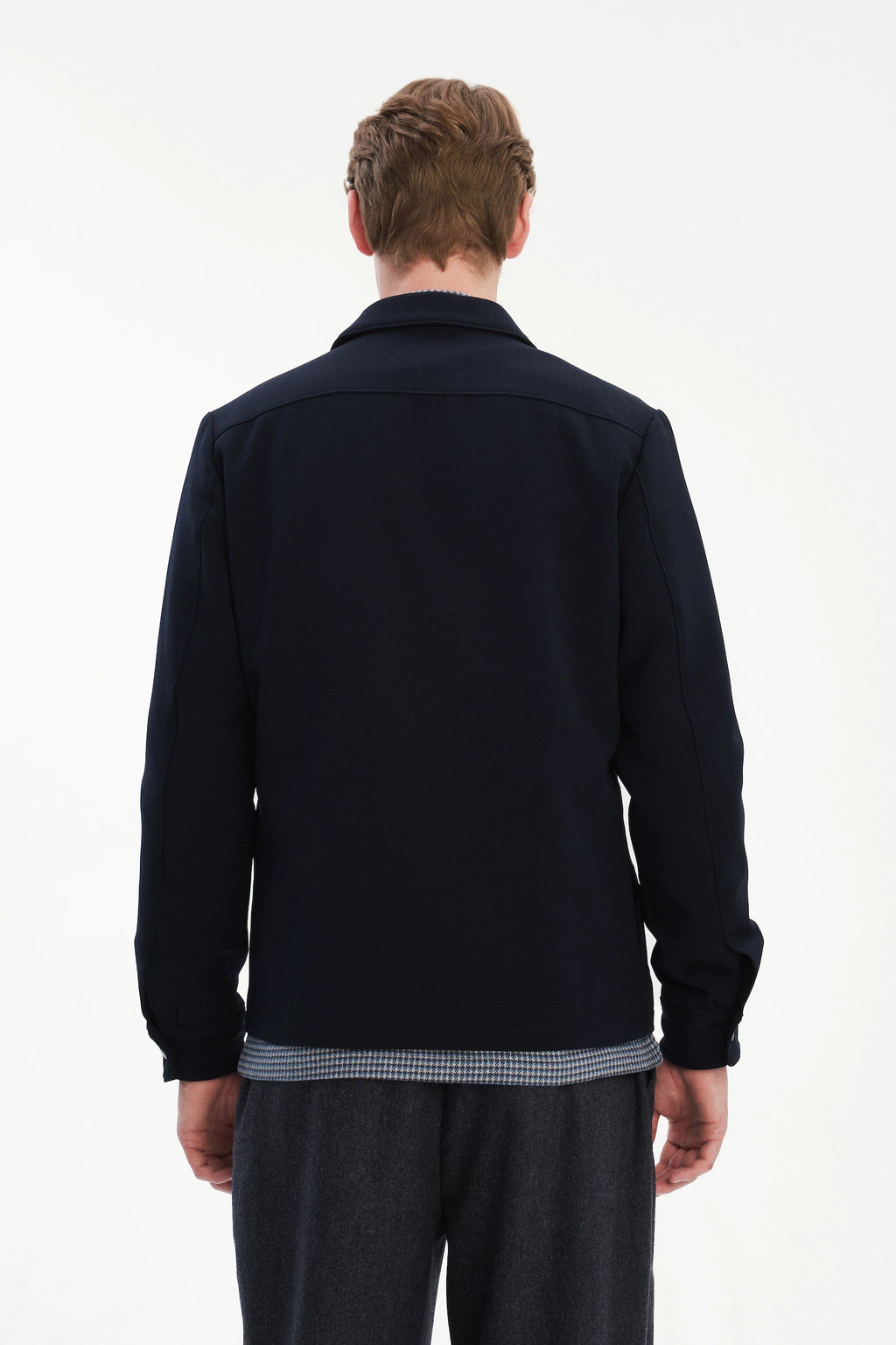 Snap Button Jacket in the Finest Navy Blue Easy Stretch Italian Virgin Wool