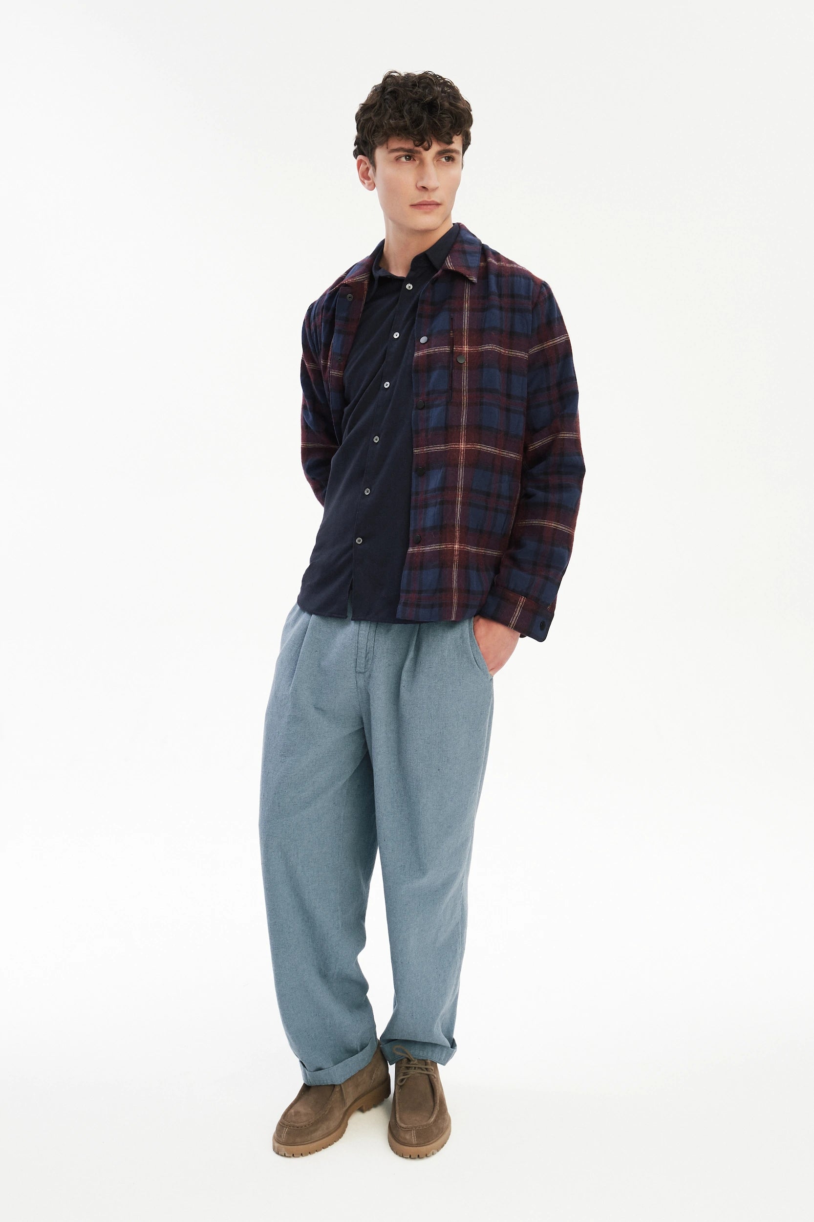Snap Button Jacket in Recycled Wool and Cotton