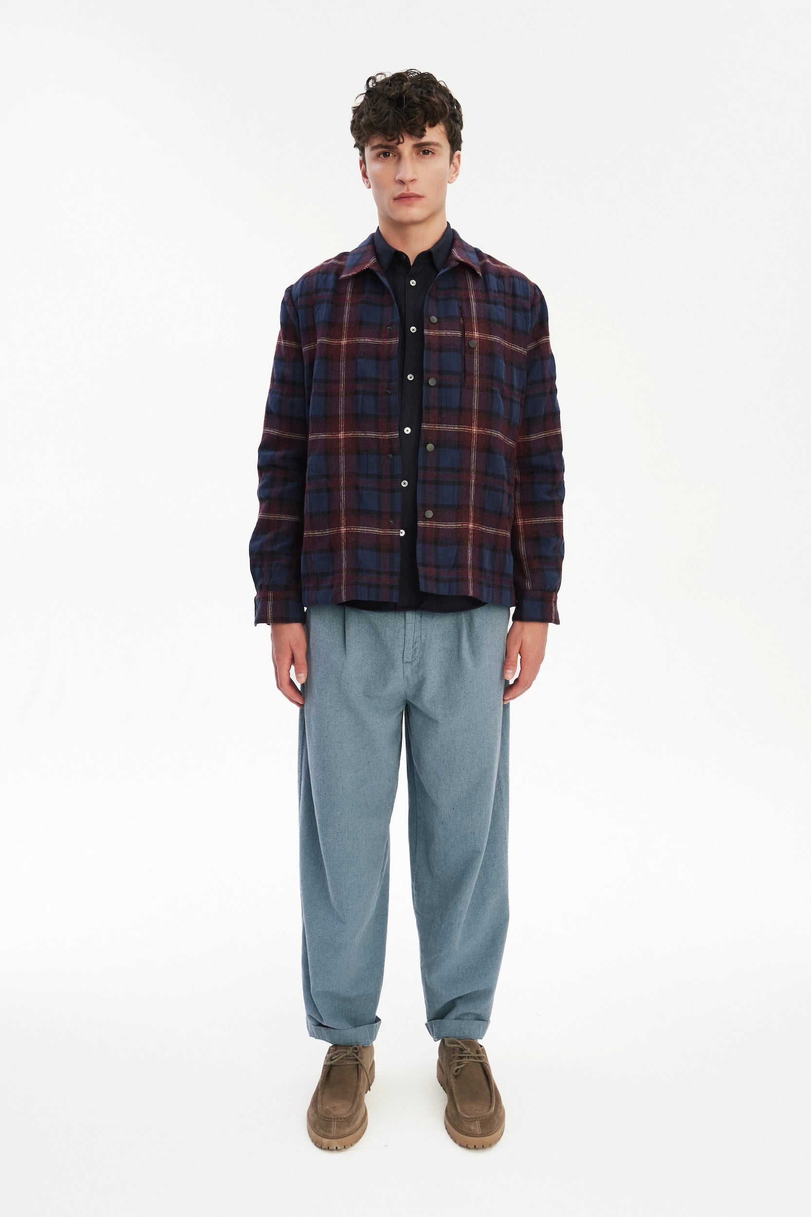 Snap Button Jacket in Recycled Wool and Cotton