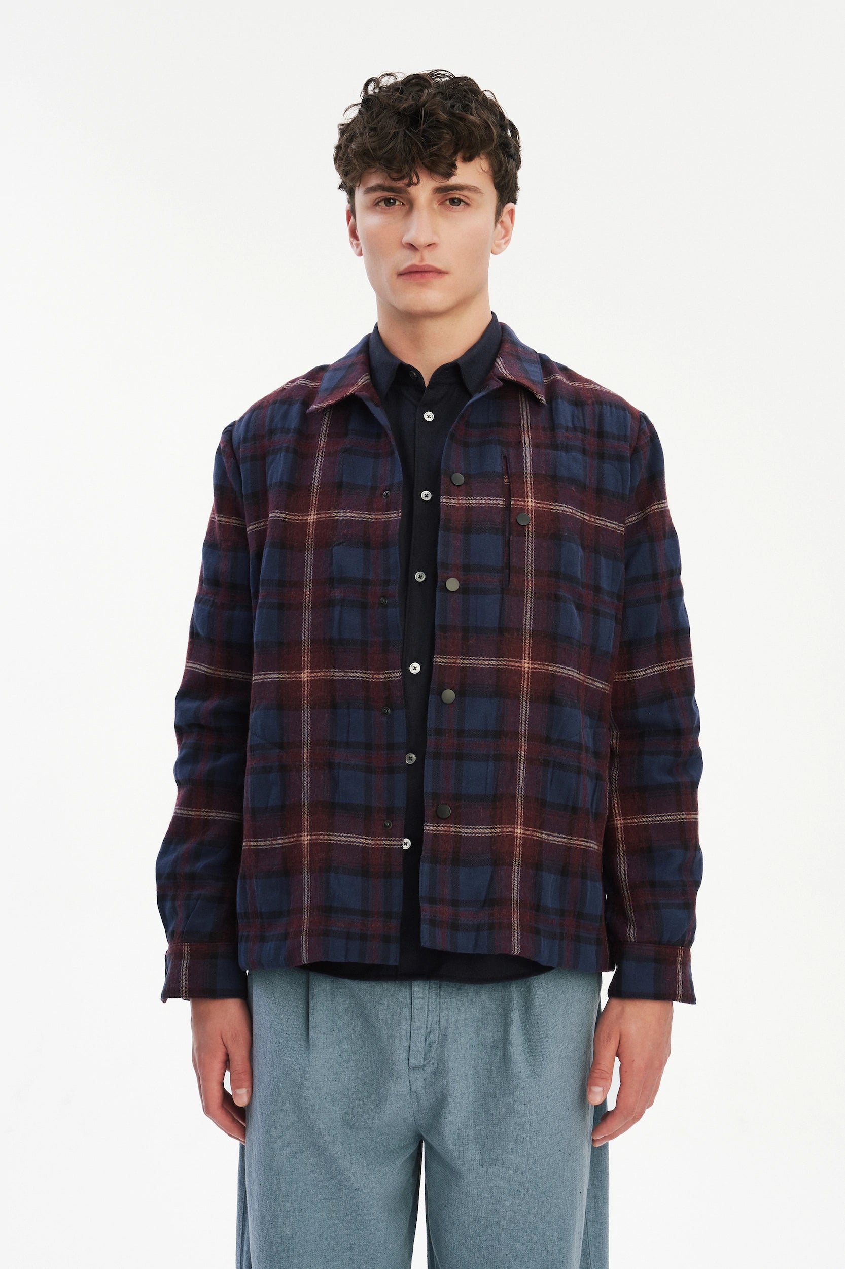 Snap Button Jacket in Recycled Wool and Cotton
