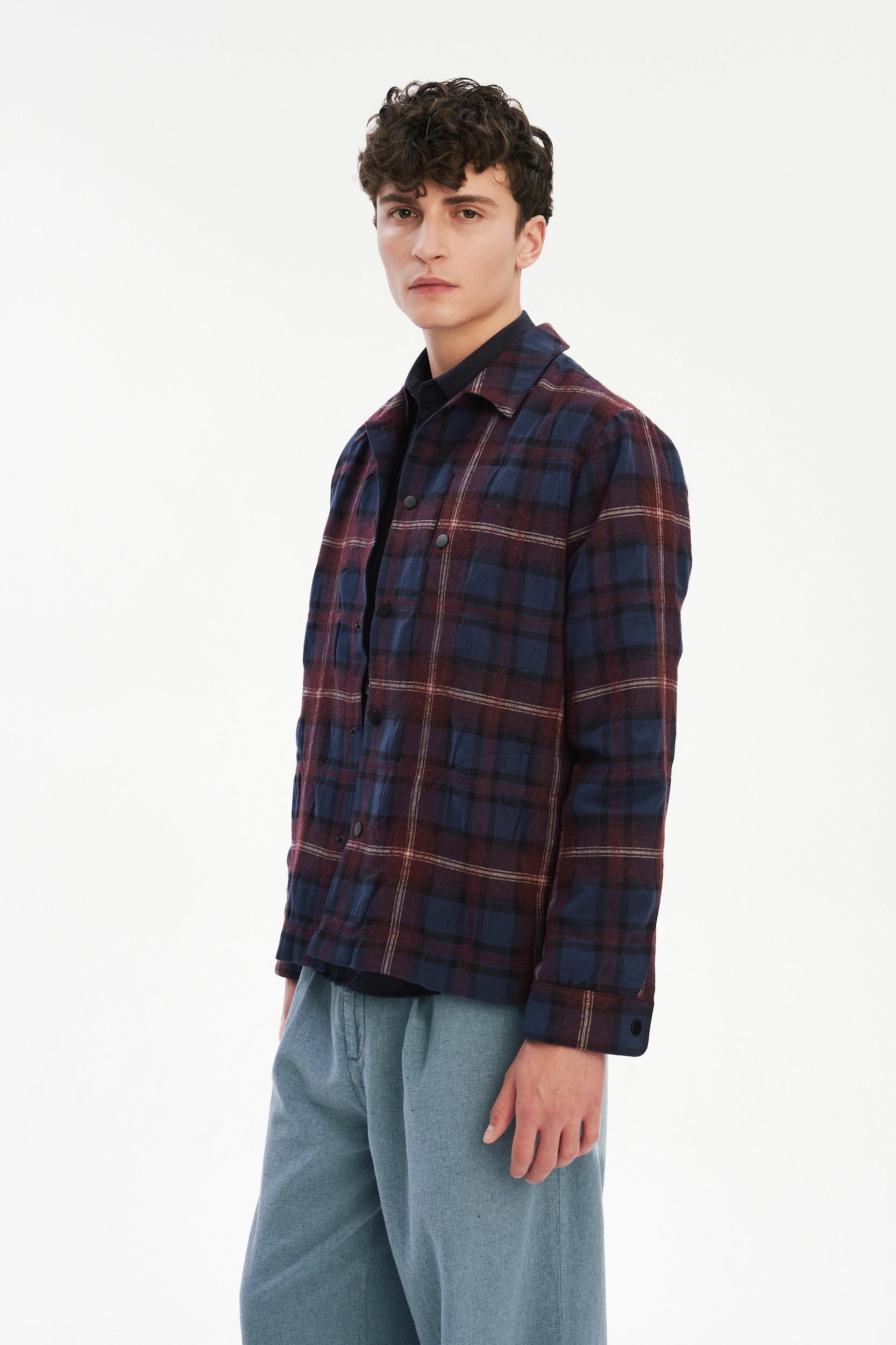 Snap Button Jacket in Recycled Wool and Cotton