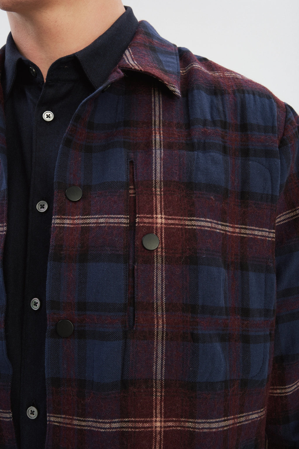Snap Button Jacket in Recycled Wool and Cotton