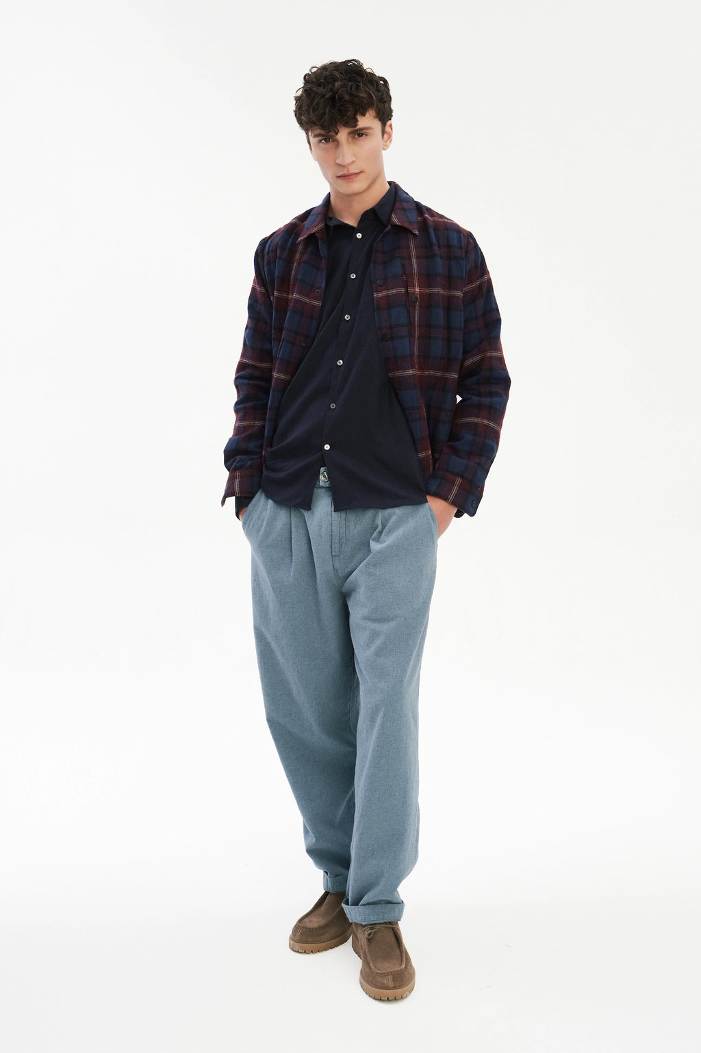 Snap Button Jacket in Recycled Wool and Cotton