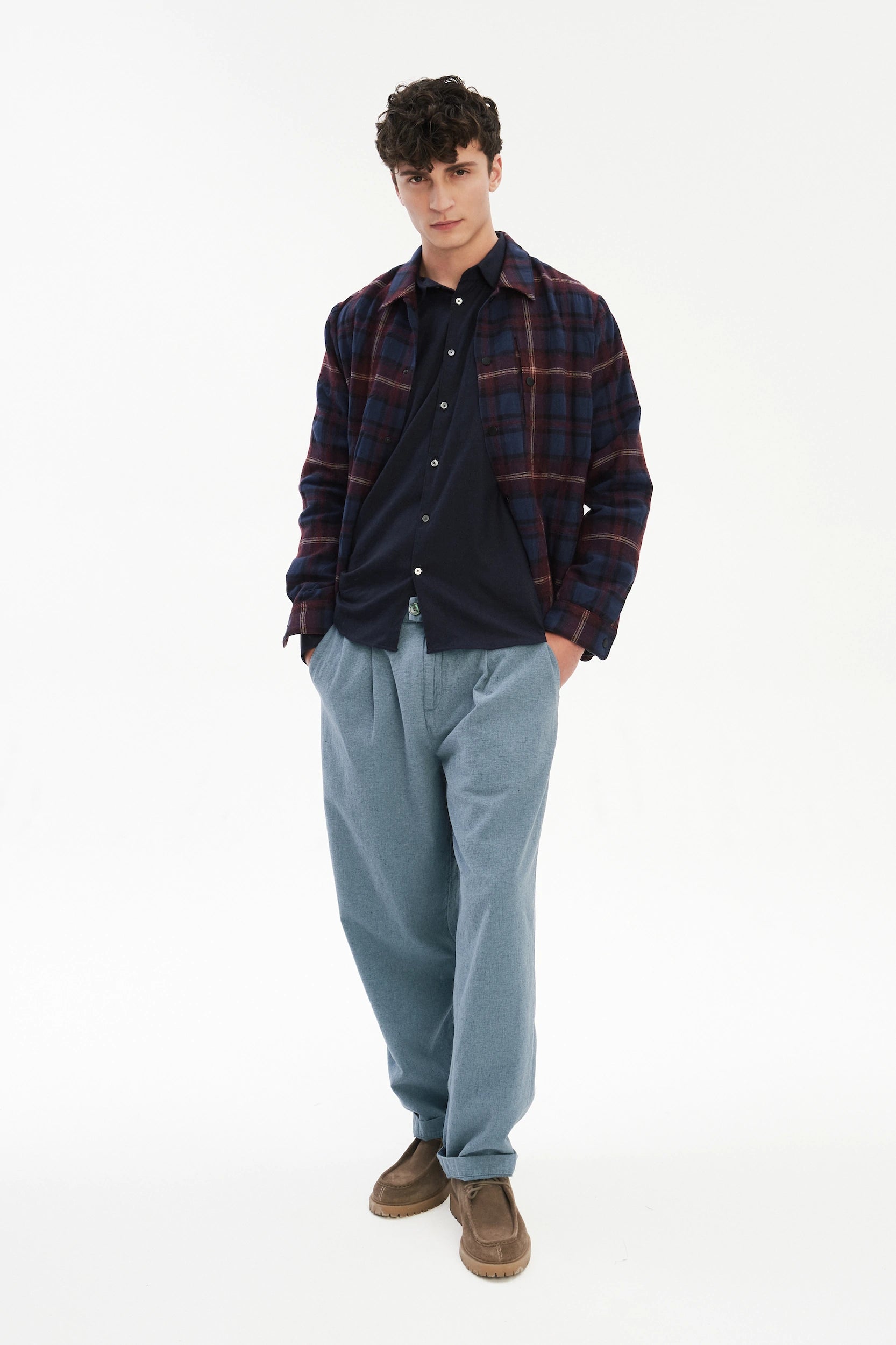 Snap Button Jacket in Recycled Wool and Cotton