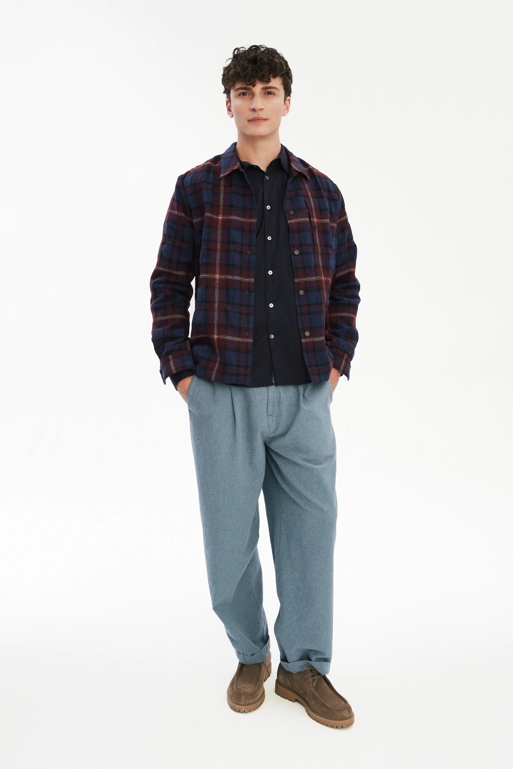 Snap Button Jacket in Recycled Wool and Cotton