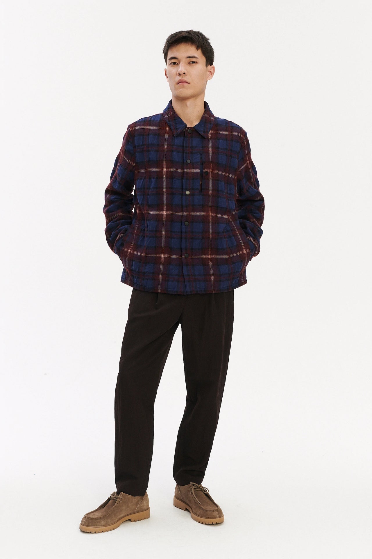 Snap Button Jacket in Italian Recycled Wool and Cotton