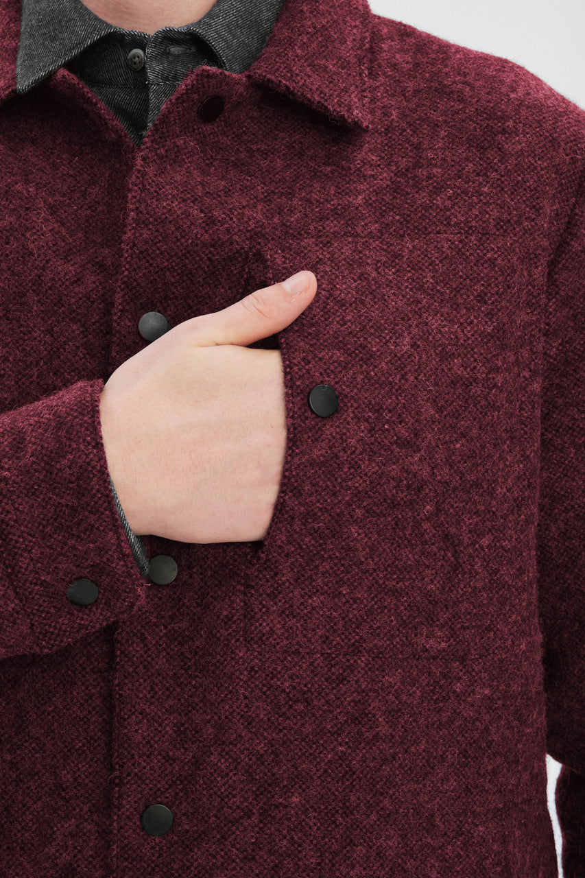Snap Button Jacket in Italian Recycled Wool and Cotton with MEIDA