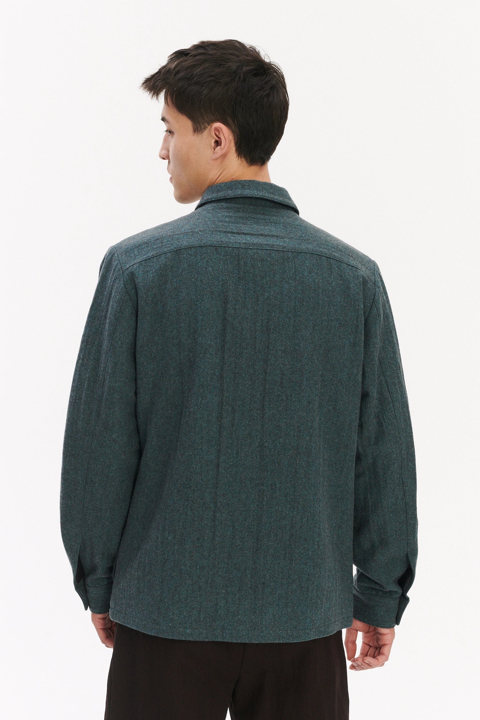 Snap Button Jacket in a Petrol Blue Italian Wool by Vitale Barberis Canonico