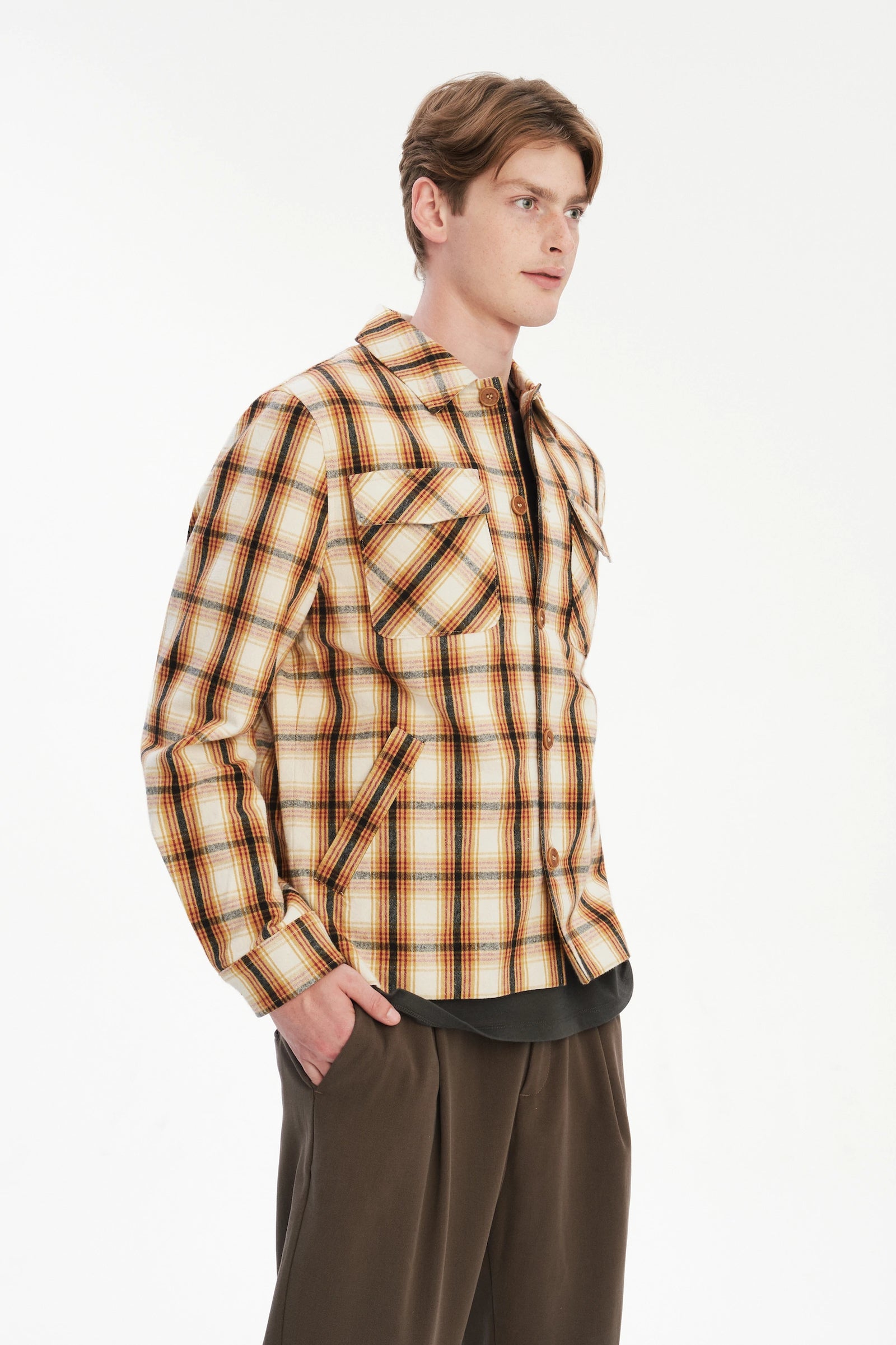 Jacket in a Thick Recycled Italian Chequered Cotton and MEIDA Insulation