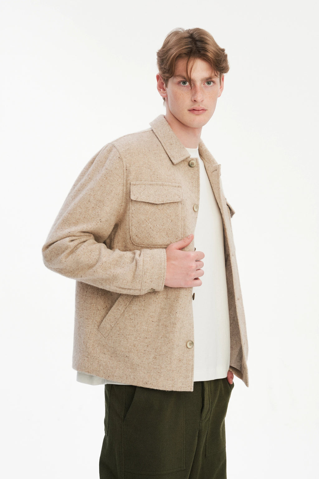Winter Jacket in a Thick Recycled Italian Wool and Polyamide