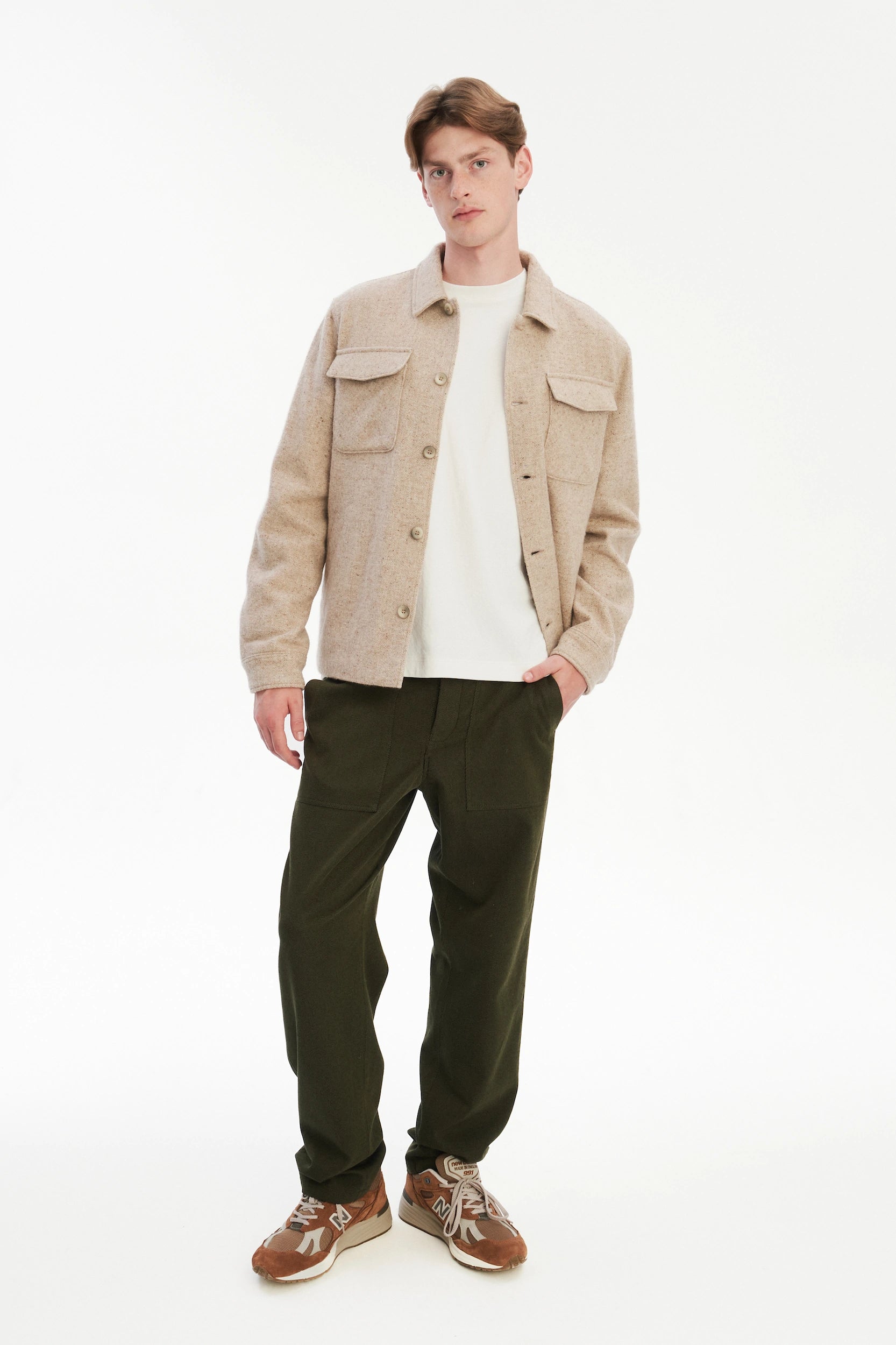 Winter Jacket in a Thick Recycled Italian Wool and Polyamide