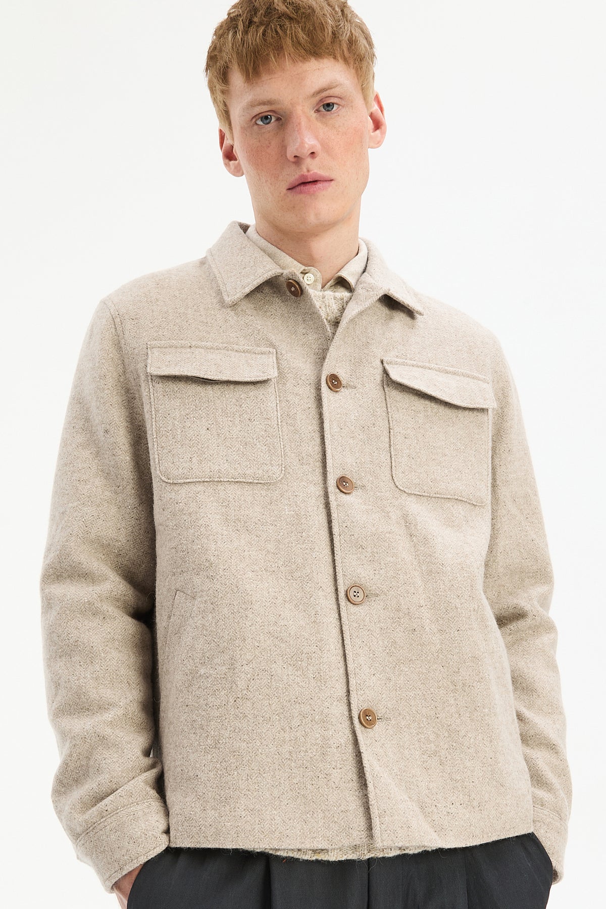 Jacket in a Recycled Italian Wool and Polyamide