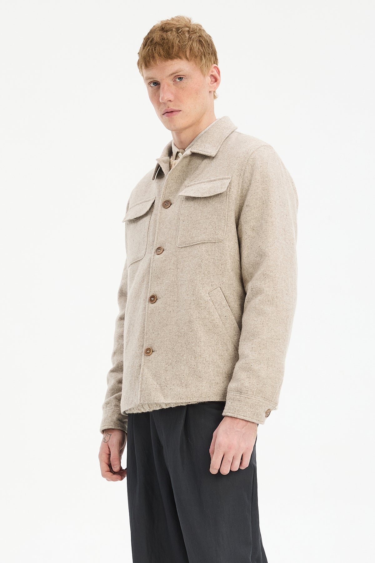 Jacket in a Recycled Italian Wool and Polyamide