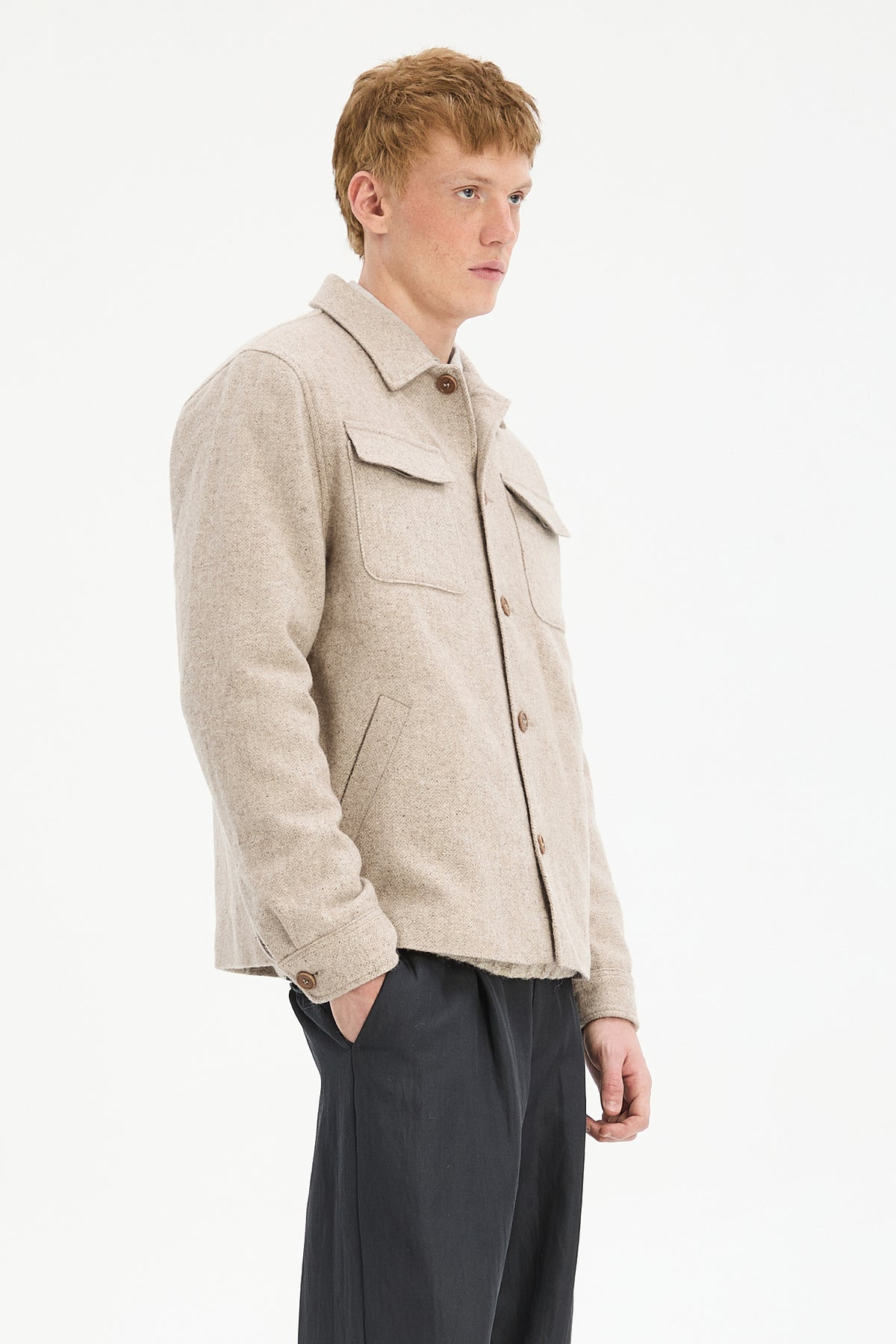 Jacket in a Recycled Italian Wool and Polyamide