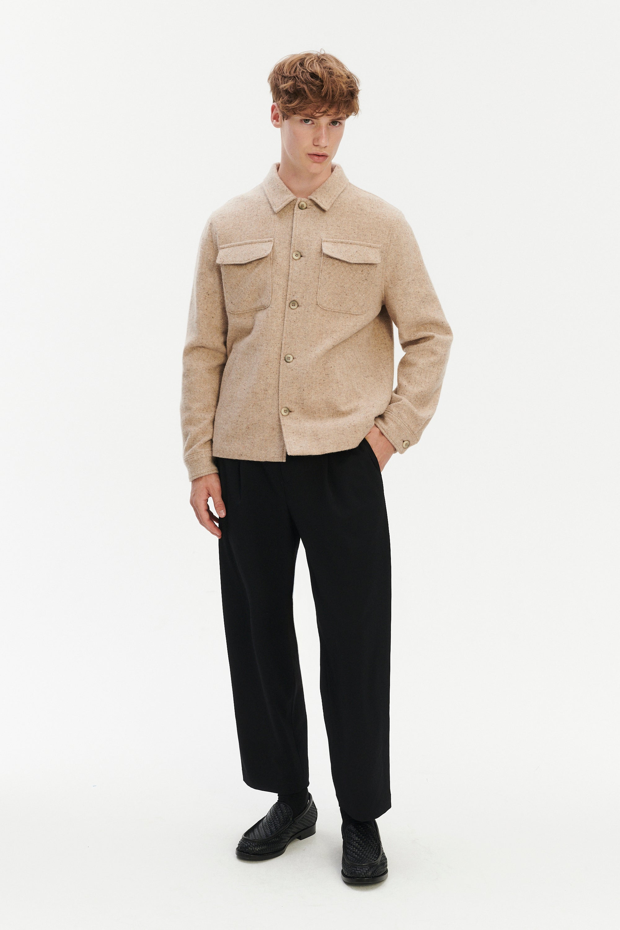 Winter Jacket in a Thick Recycled Italian Wool and Polyamide