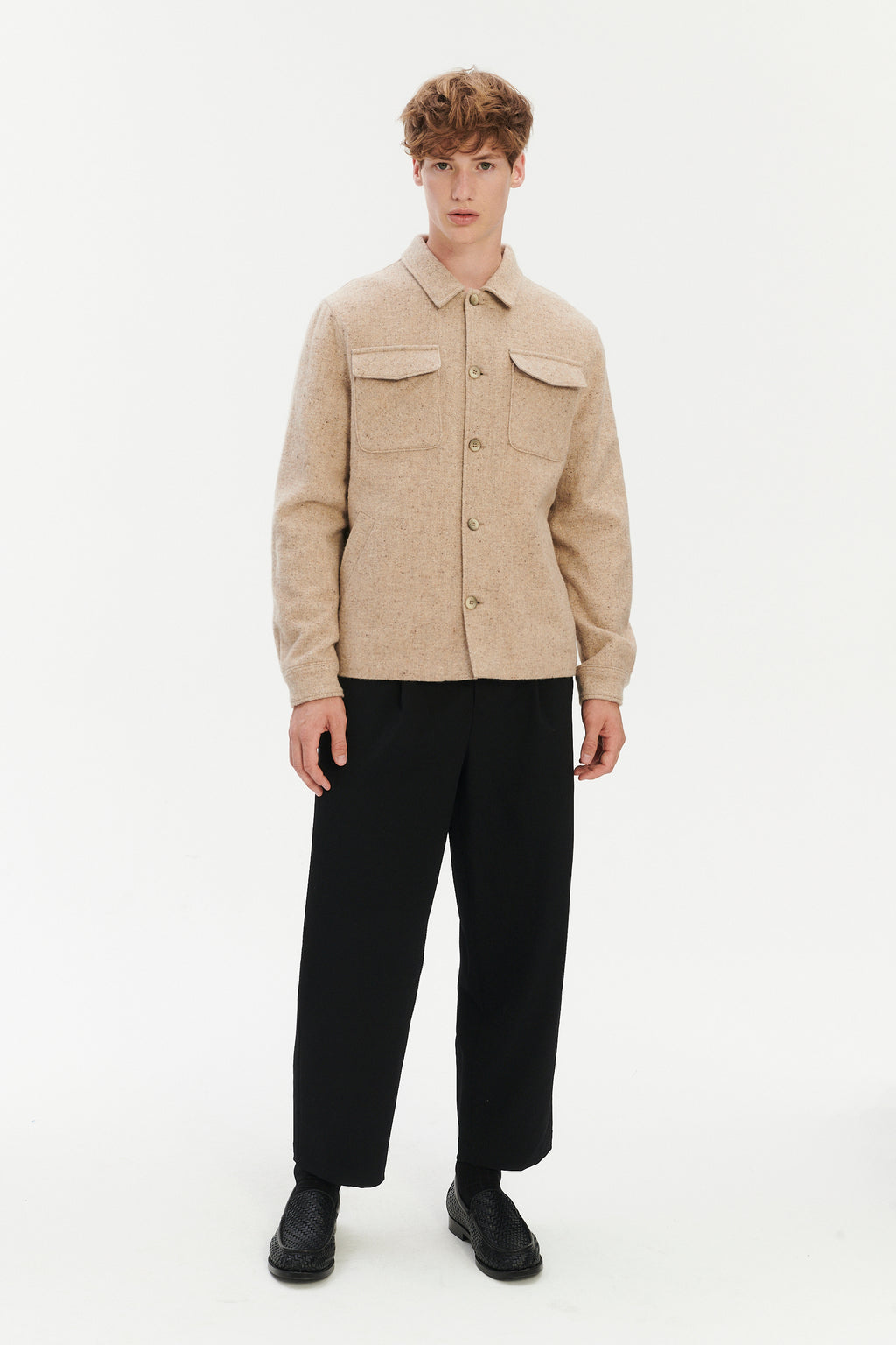 Winter Jacket in a Thick Recycled Italian Wool and Polyamide