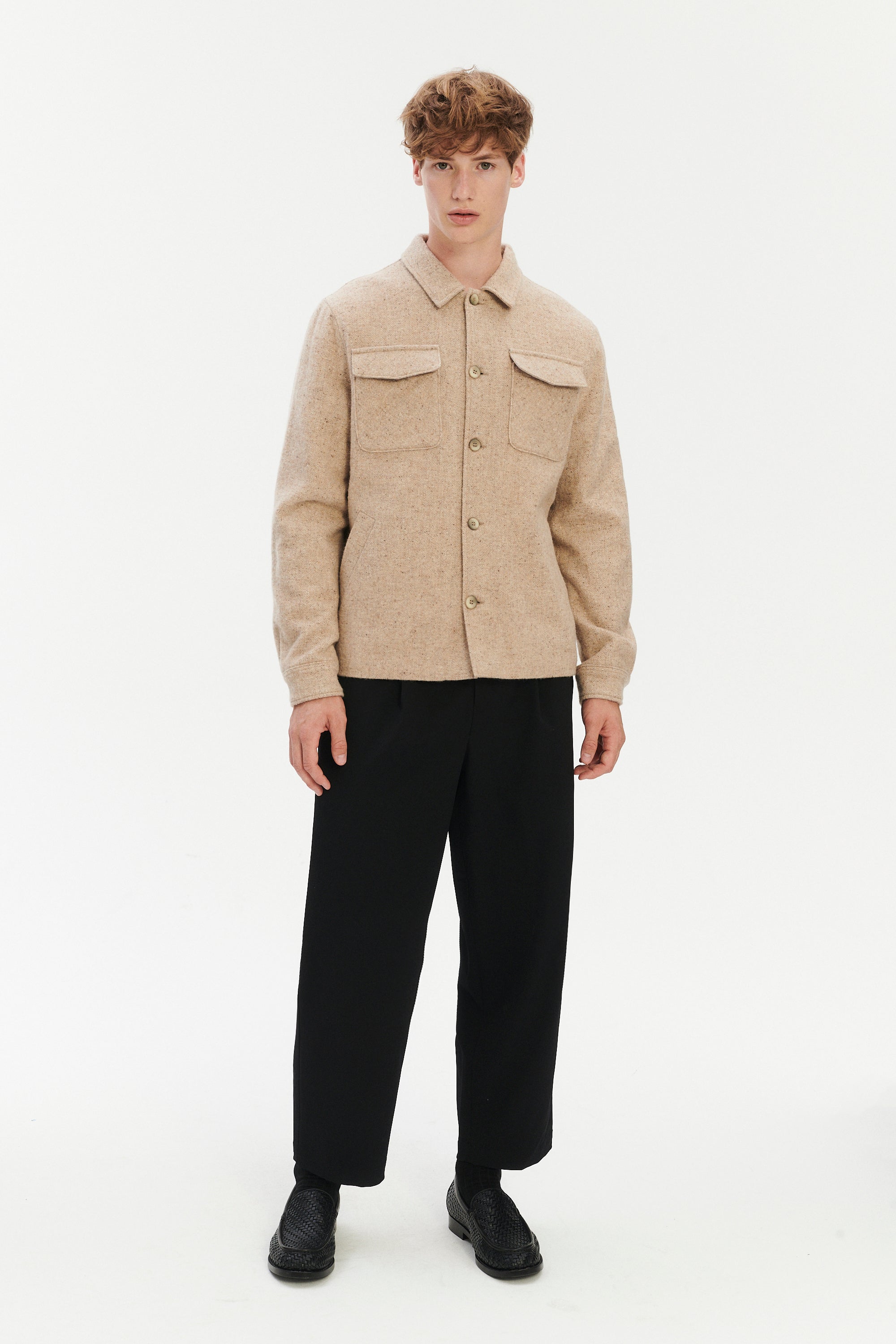 Winter Jacket in a Thick Recycled Italian Wool and Polyamide