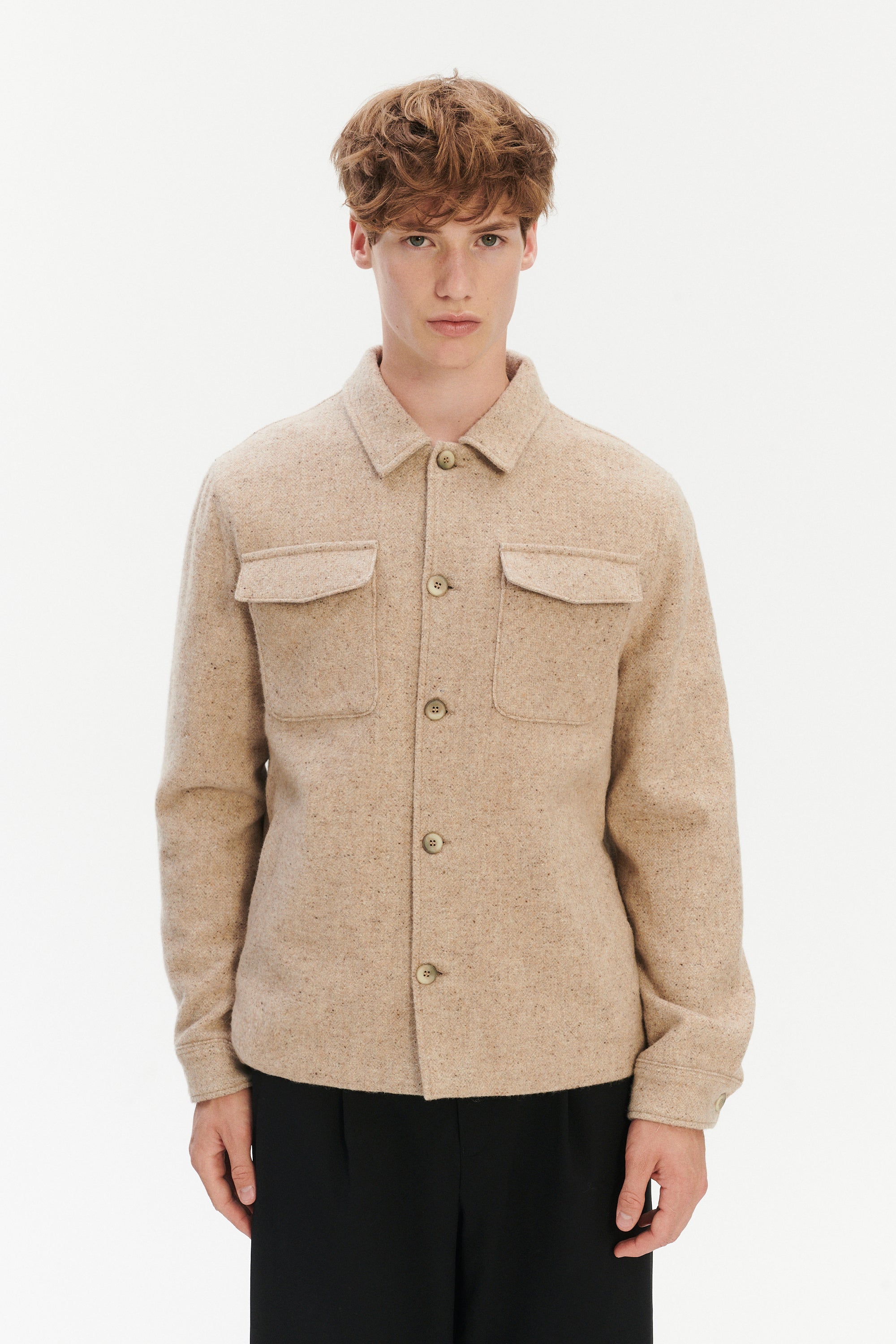 Winter Jacket in a Thick Recycled Italian Wool and Polyamide