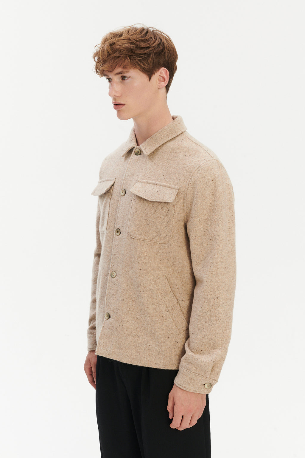 Winter Jacket in a Thick Recycled Italian Wool and Polyamide