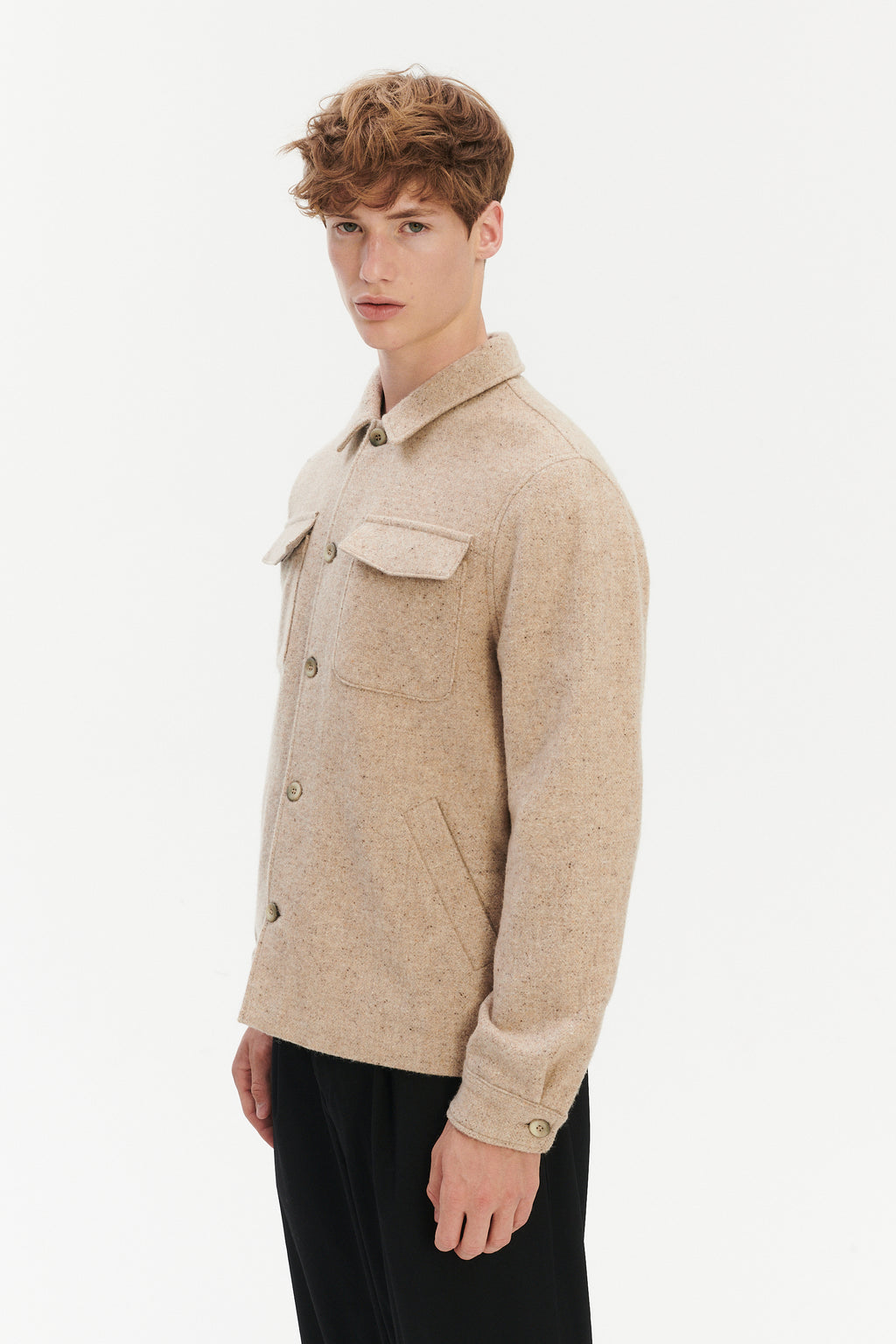 Winter Jacket in a Thick Recycled Italian Wool and Polyamide