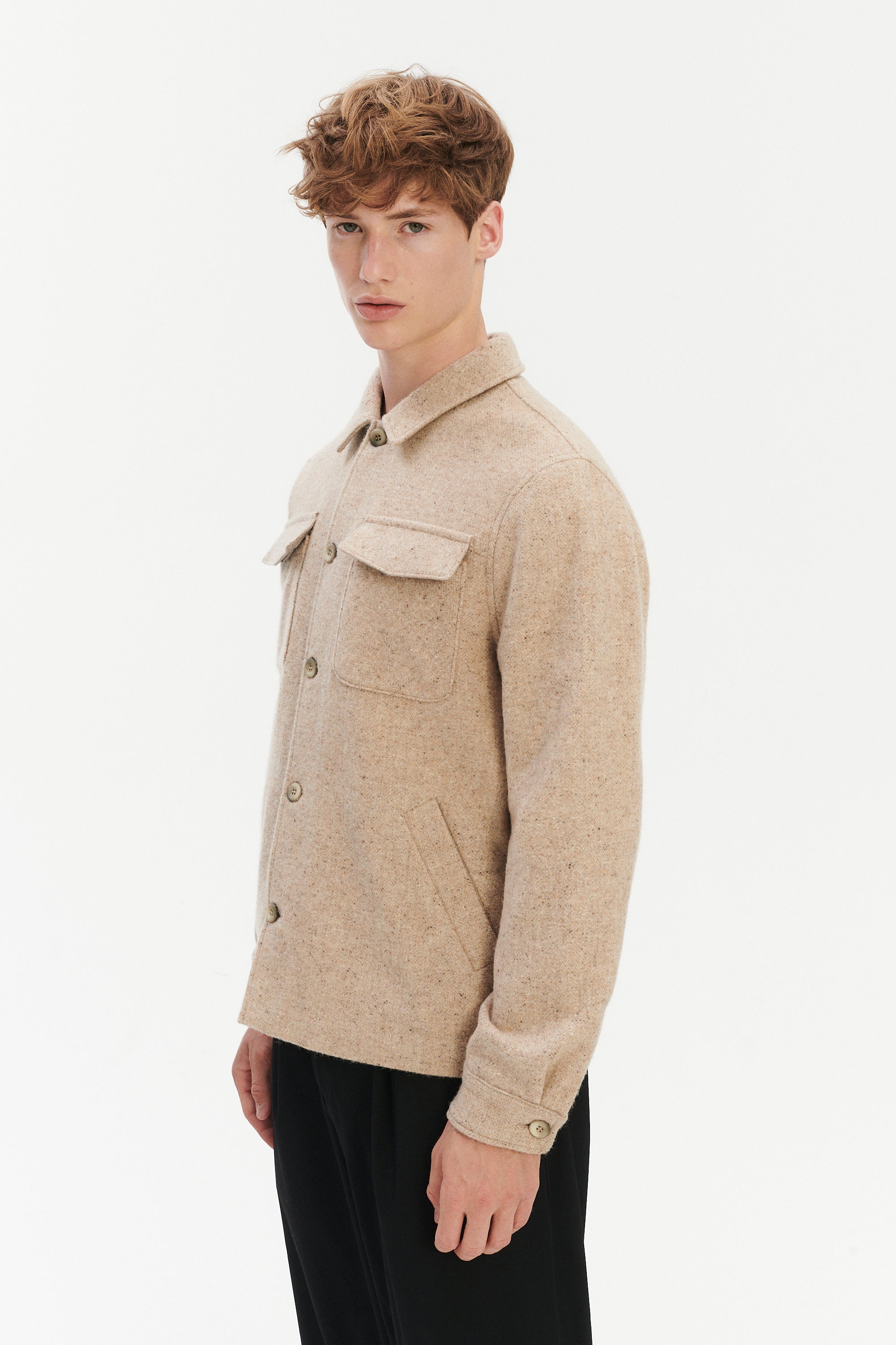 Winter Jacket in a Thick Recycled Italian Wool and Polyamide