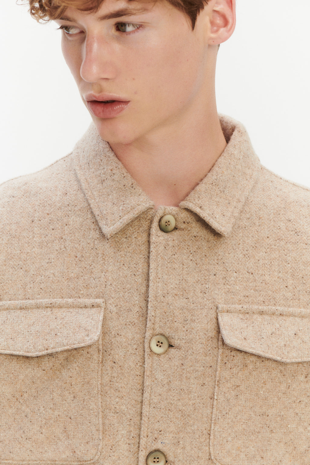 Winter Jacket in a Thick Recycled Italian Wool and Polyamide