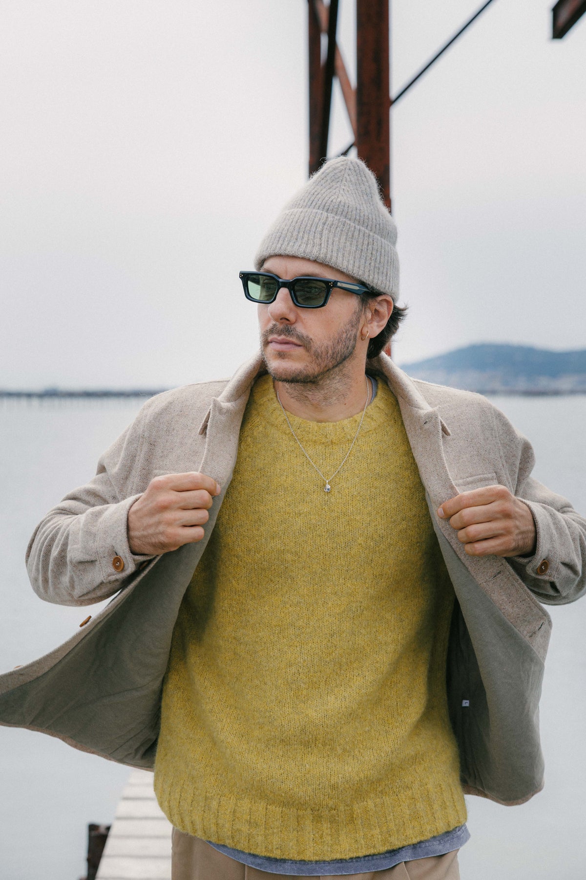 Crewneck Sweater in a Lemon Brushed Sustainable Alpaca Wool