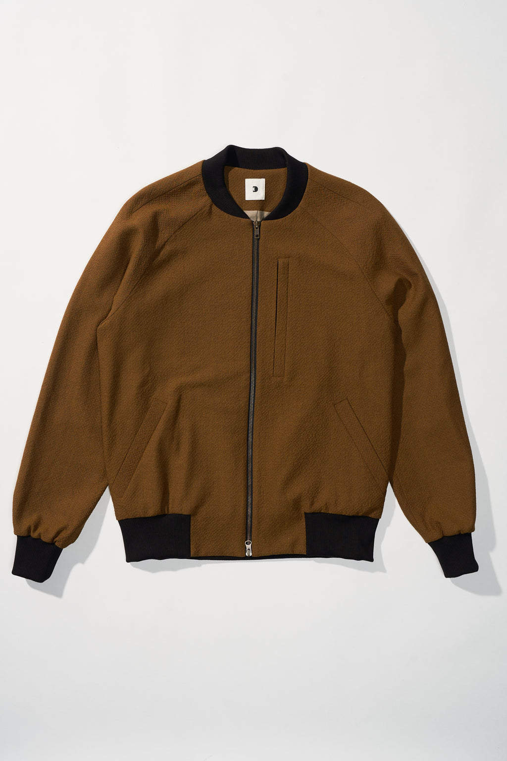 Bomber Jacket in a Mustard Yellow Italian Wool and Cotton Seersucker