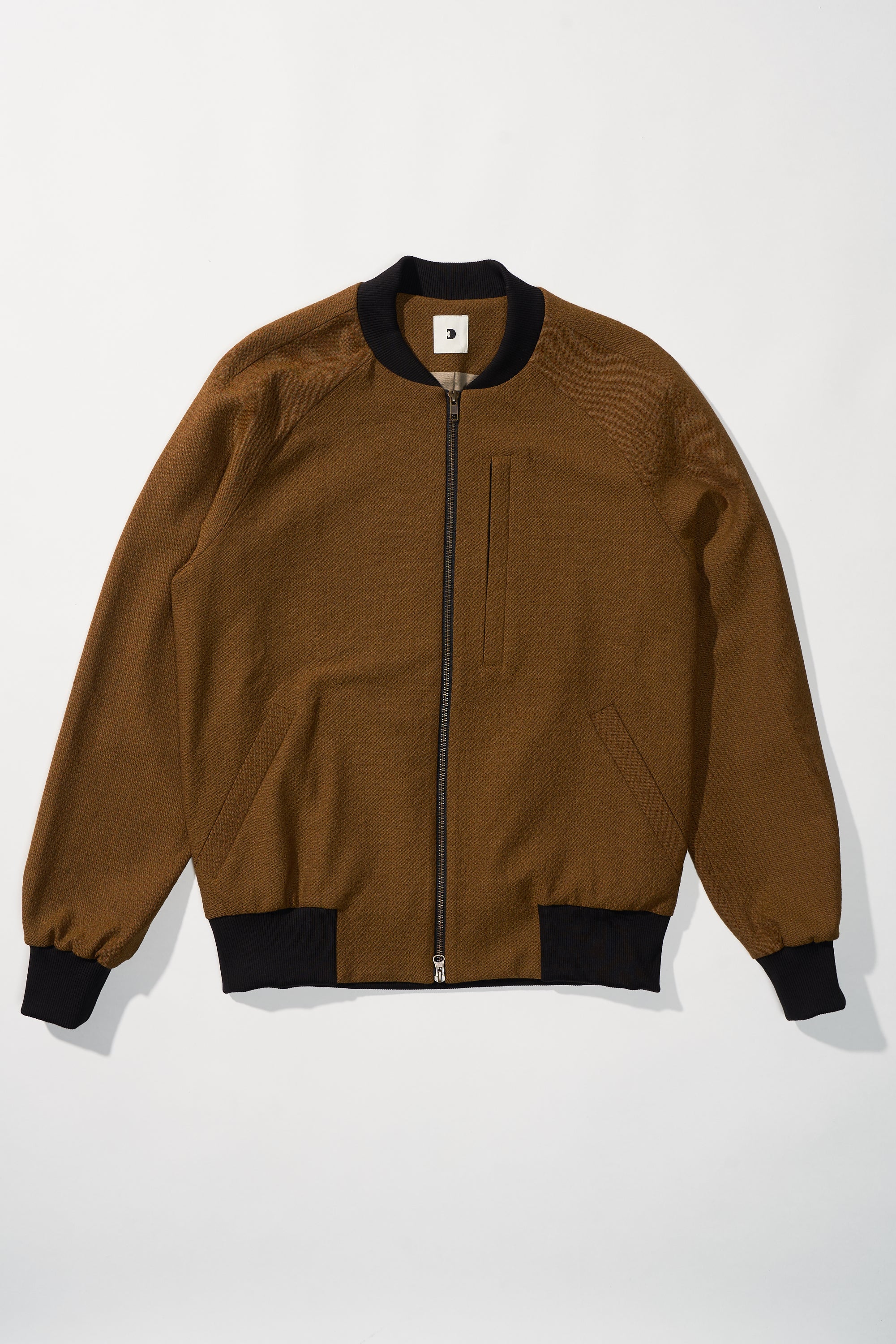 Bomber Jacket in a Mustard Yellow Italian Wool and Cotton Seersucker