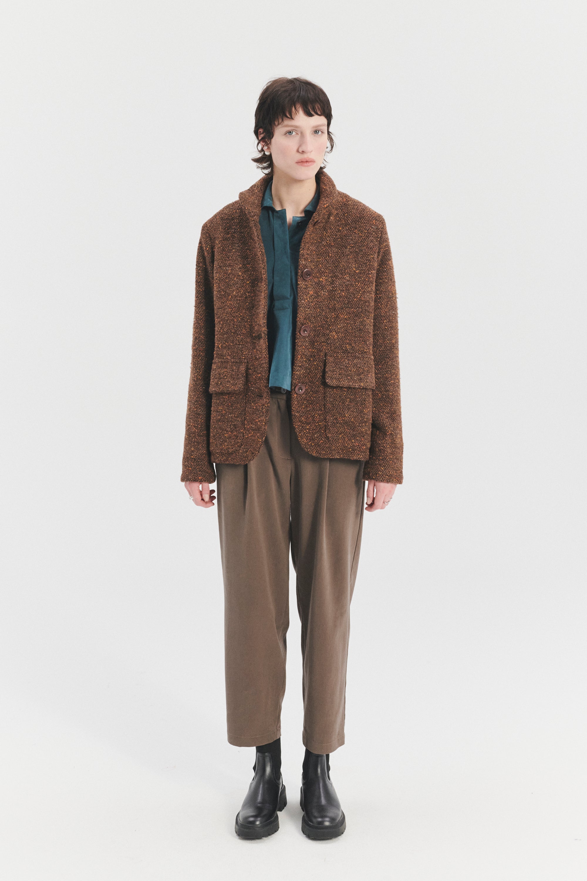 Forest Jacket in a Brown and Orange Italian Virgin Wool with MEIDA Thermo Insulation