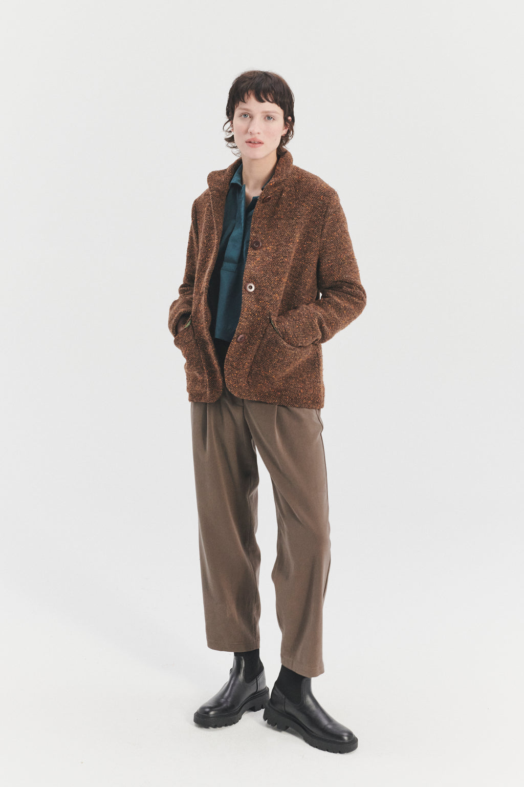 Forest Jacket in a Brown and Orange Italian Virgin Wool with MEIDA Thermo Insulation