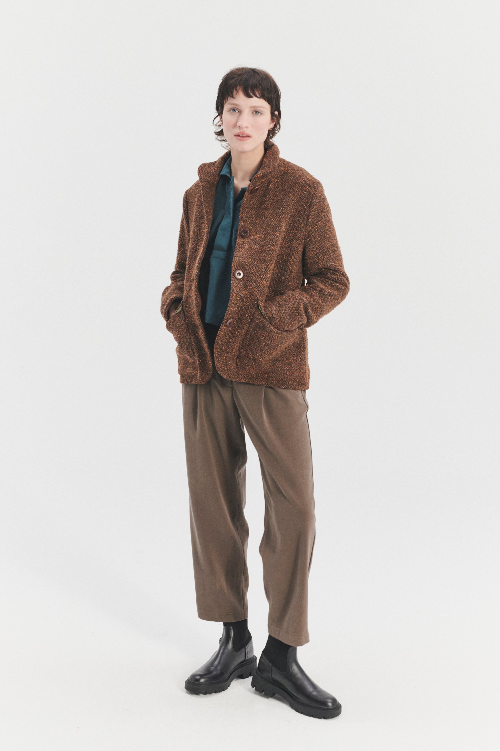 Forest Jacket in a Brown and Orange Italian Virgin Wool with MEIDA Thermo Insulation