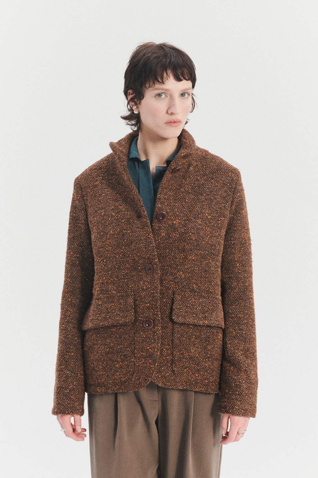 Forest Jacket in a Brown and Orange Italian Virgin Wool with MEIDA Thermo Insulation