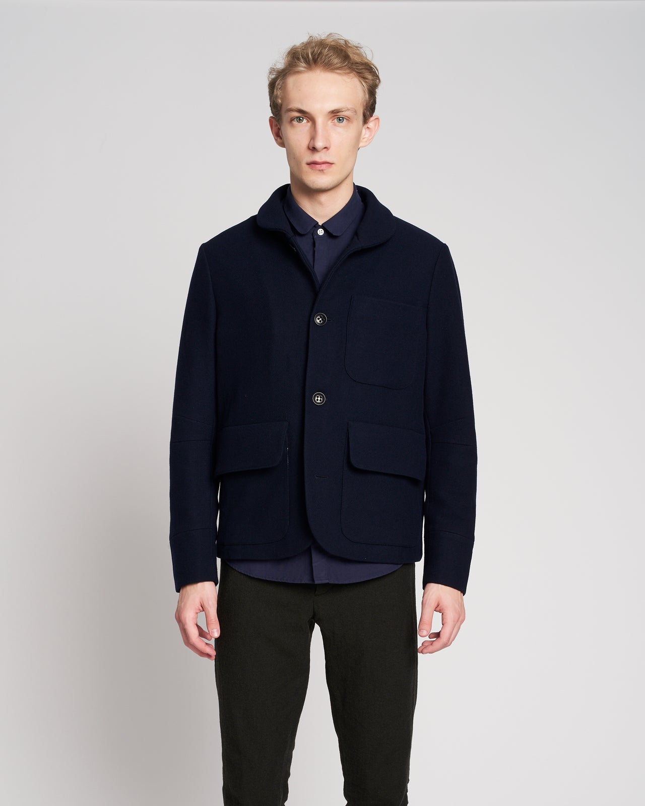 Forest Jacket in a Deep Blue Italian Wool with MEIDA Thermo Insulation