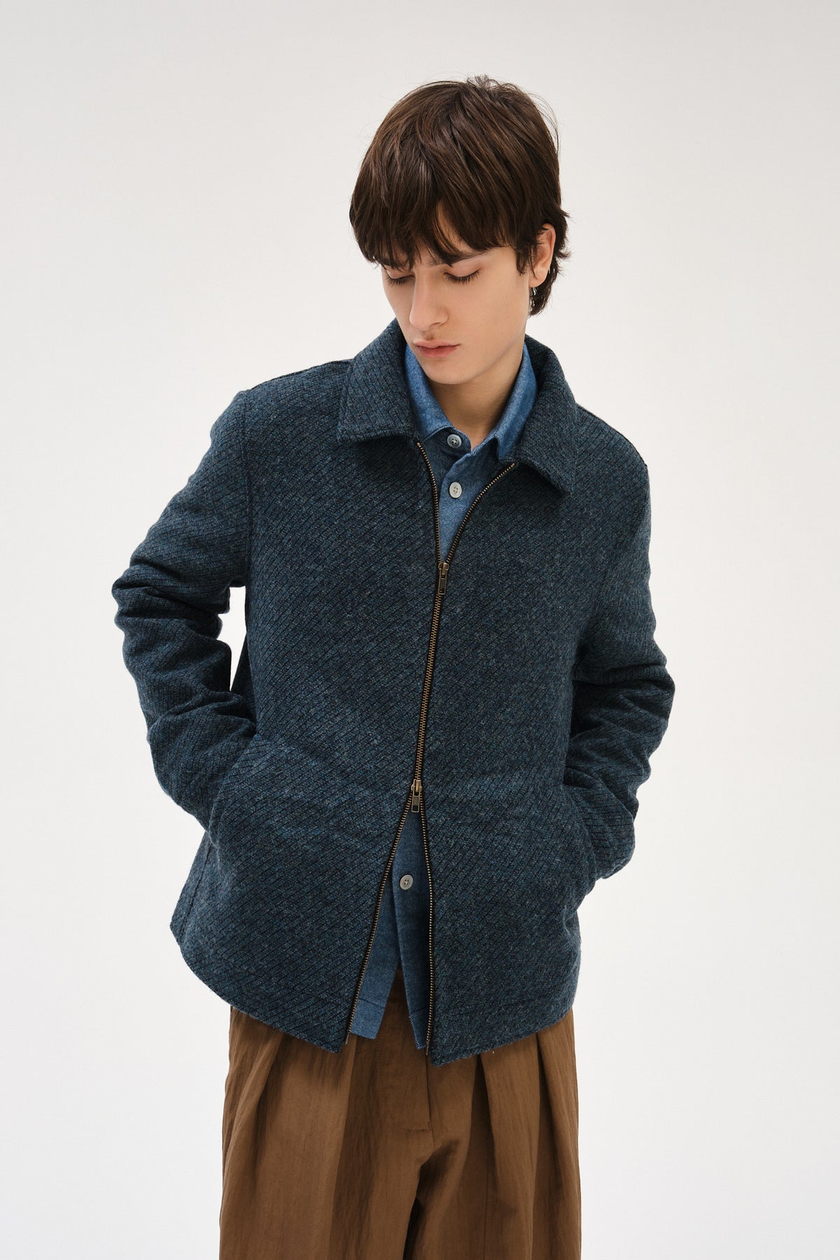 Zipped Jacket in Italian Wool