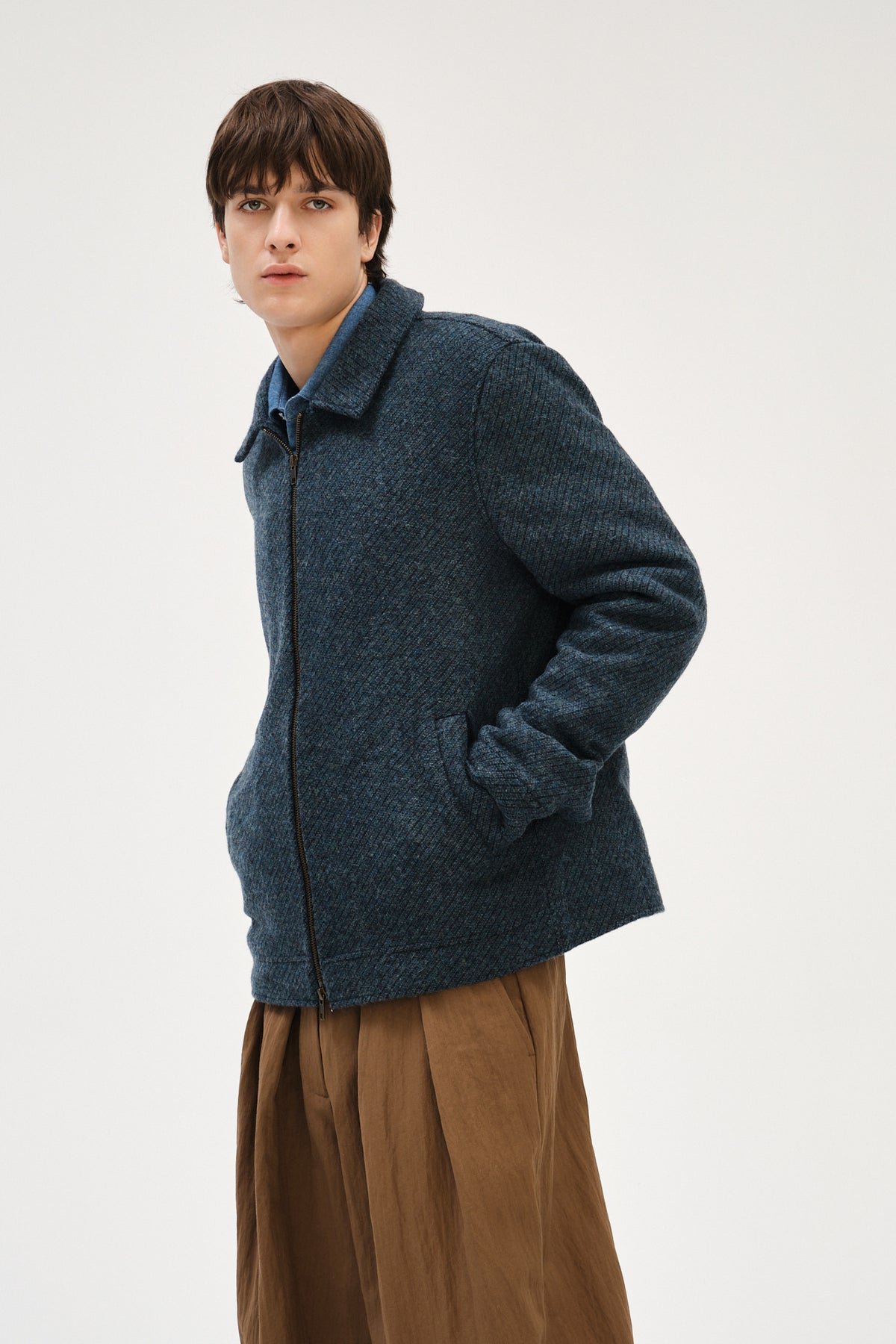 Zipped Jacket in Italian Wool