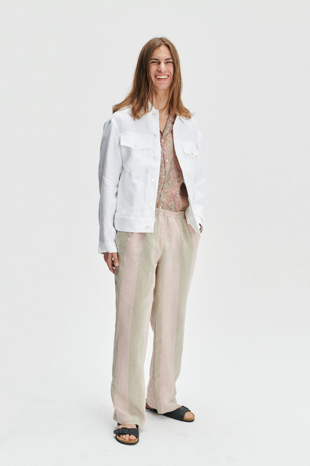 Oversized Jacket in a White Fine Italian Linen