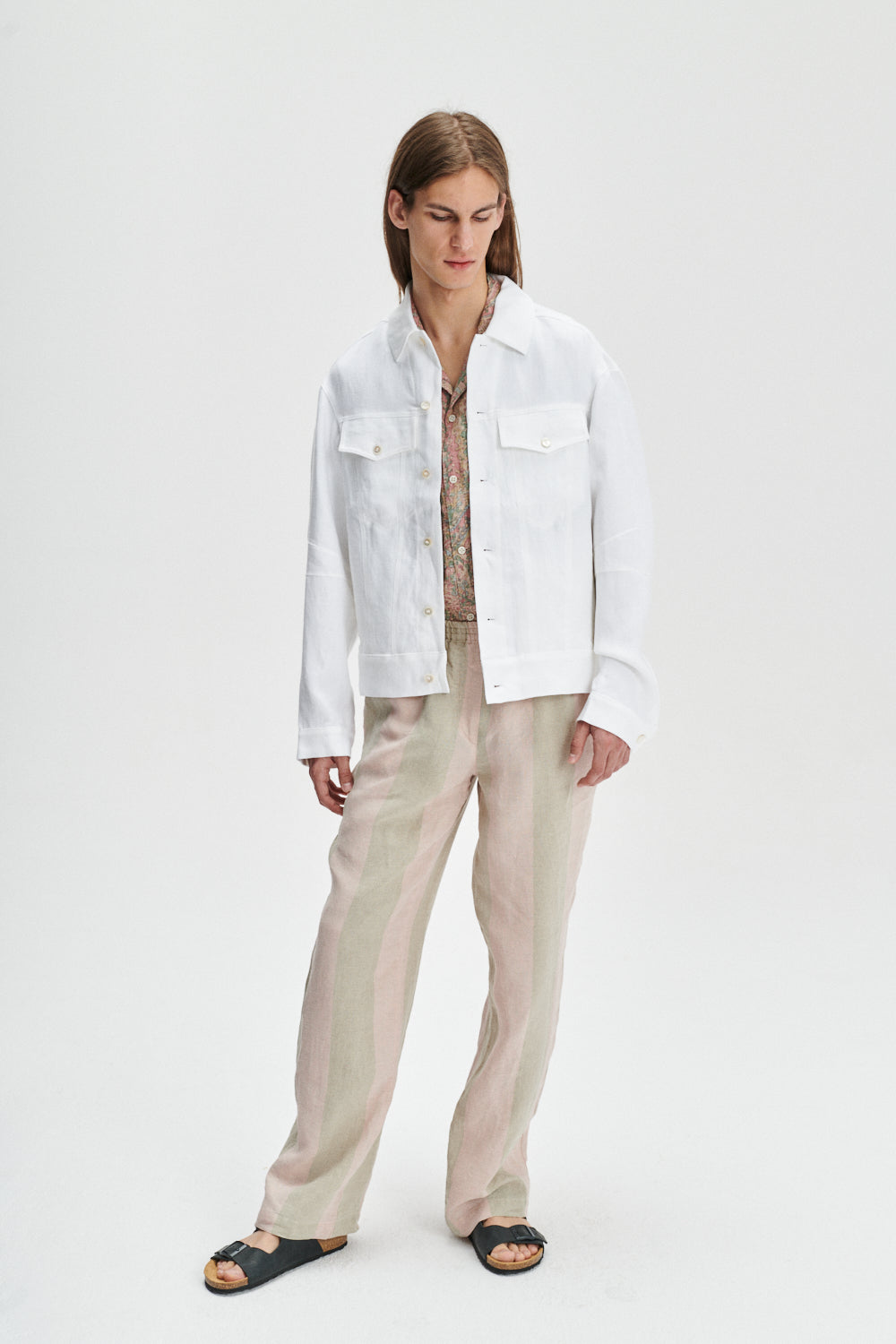 Oversized Jacket in a White Fine Italian Linen