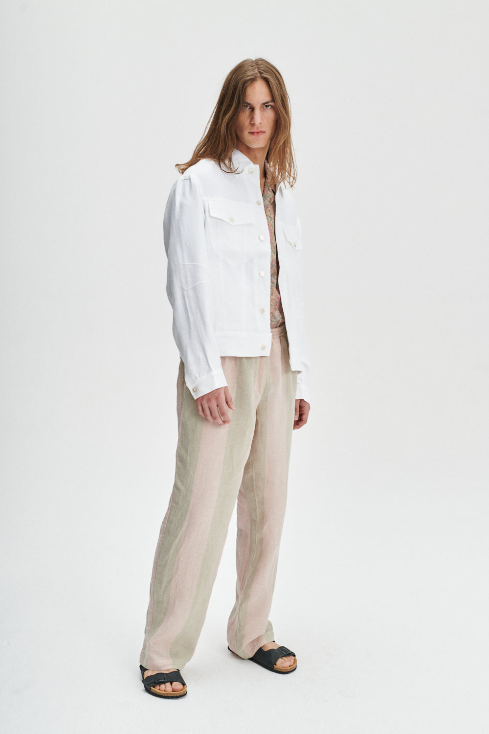 Oversized Jacket in a White Fine Italian Linen