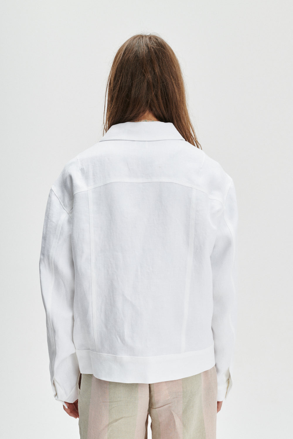 Oversized Jacket in a White Fine Italian Linen