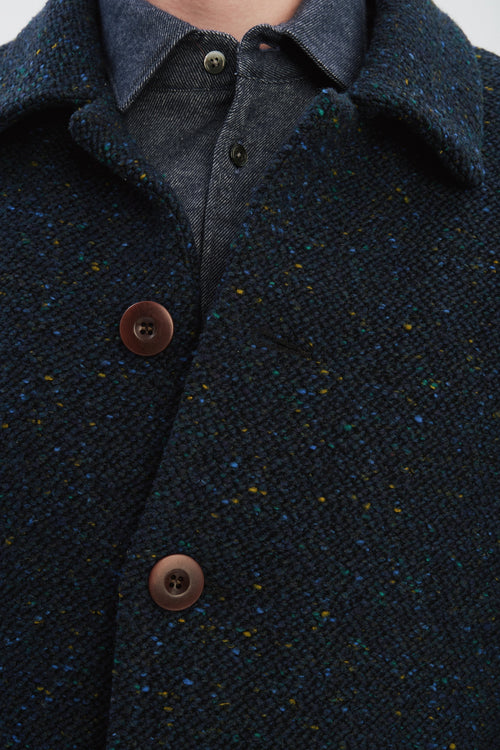 Cool Jacket in a Navy Blue Colourful Spotted Italian Virgin Wool with Recycled Cotton Lining