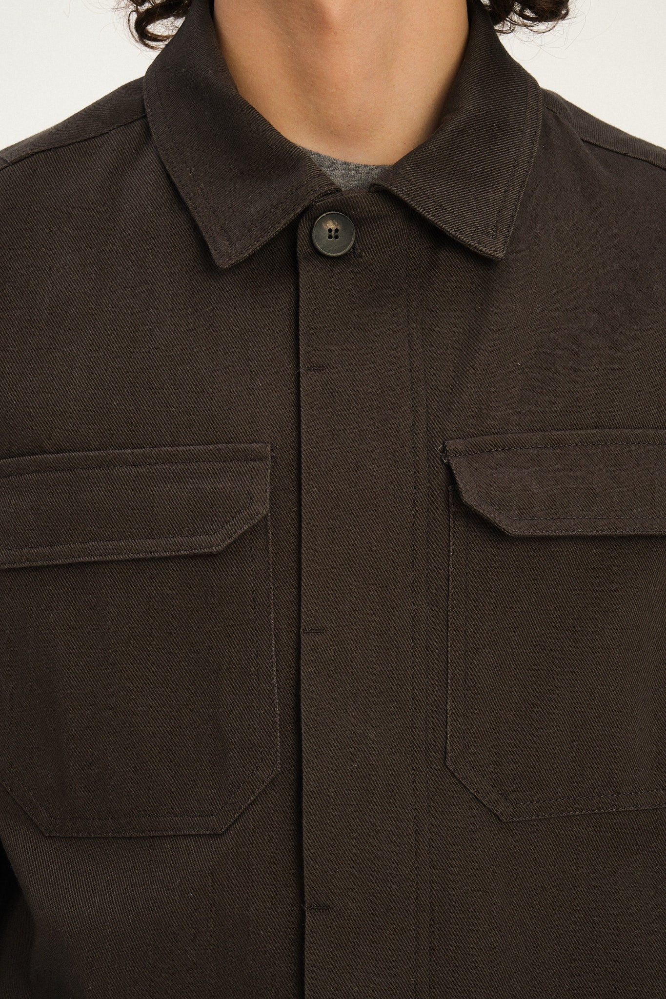 Cluny Workwear Jacket in a Fine Anthracite Japanese Twill of Cotton and Linen