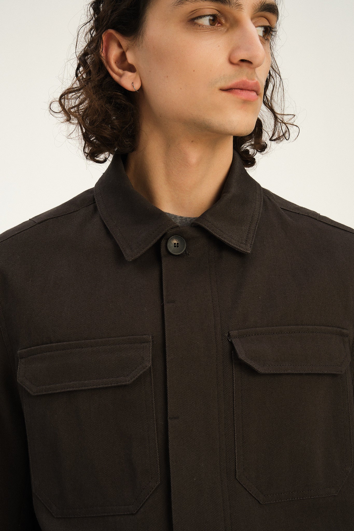 Cluny Workwear Jacket in a Fine Anthracite Japanese Twill of Cotton and Linen